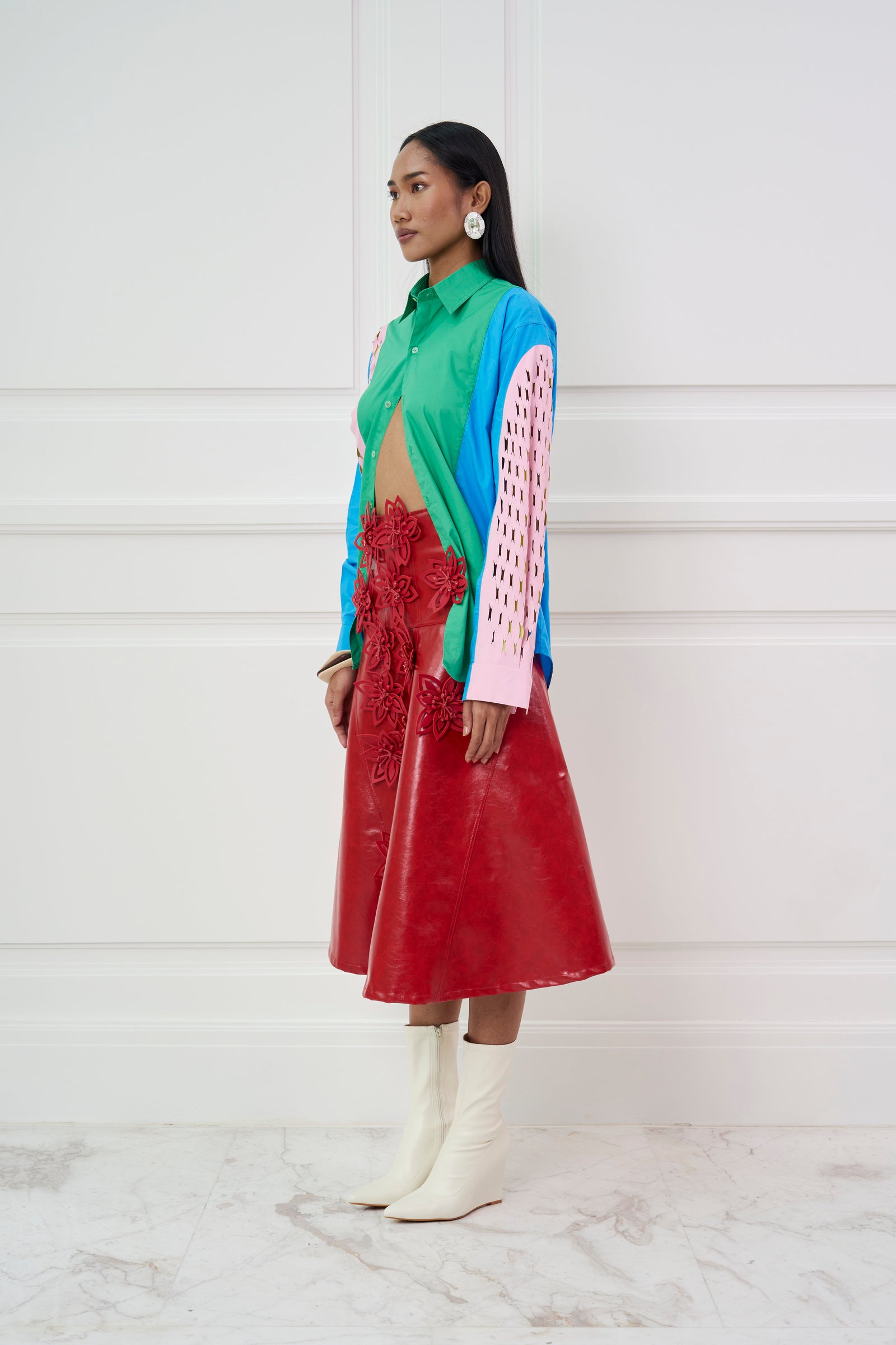 LEATHER FLOWER SKIRT