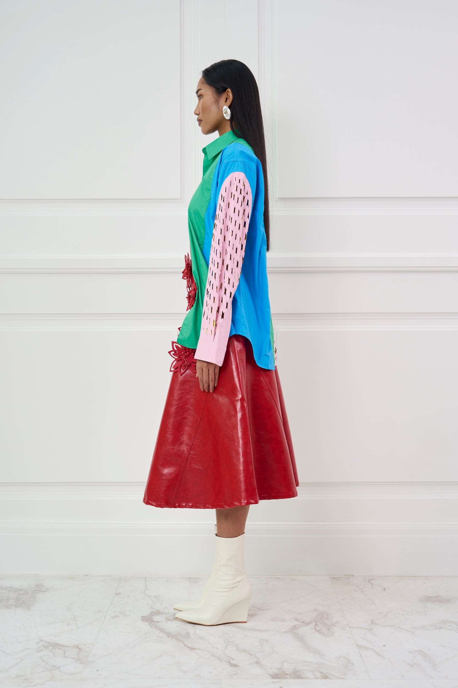 LEATHER FLOWER SKIRT