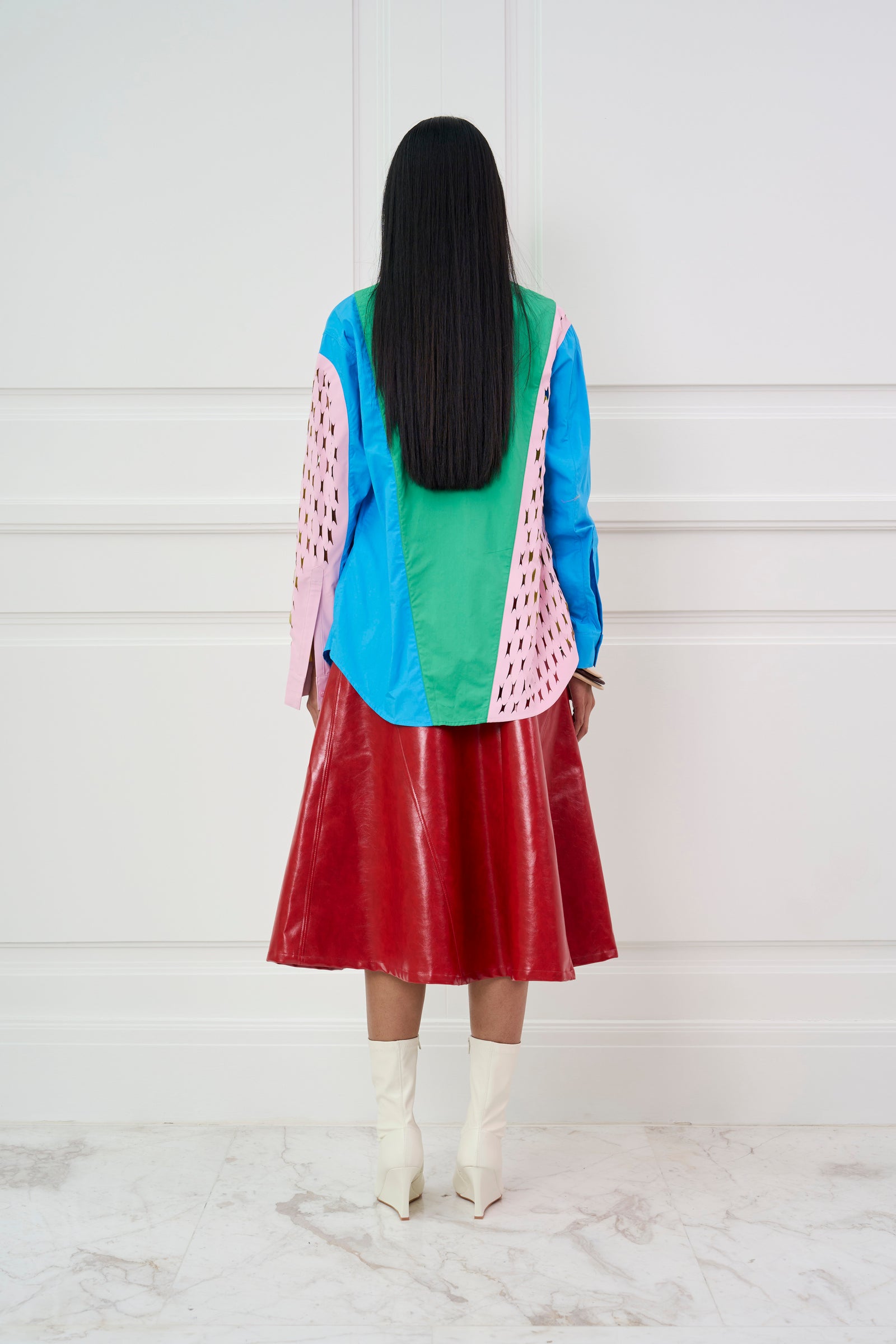 LEATHER FLOWER SKIRT